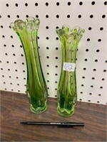 PAIR GREEN VASE