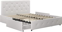 Upholstered Faux Leather Platform Bed w/Storage, F