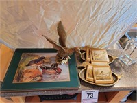 Brass ducks (3), placemats (4), coasters (6)