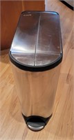 Lg, wide mouth foot operated stainless trash can
