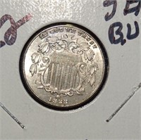 1883 shield nickel, choice gem BU