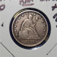 1876-P twenty cent piece, choice+ rare