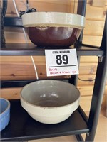 Brown & cream mixing bowls - a couple of ......