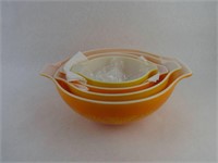 Orange Pyrex Mixing bowl Set "Sunflower Daisy"