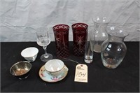 Cups and Saucers, Crystal, Various Glassware