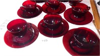8 - 6" saucers and cups, blood red