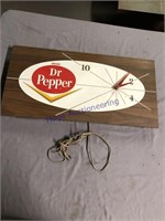 DR. PEPPER CLOCK, 12 X 24, WORKS