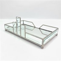 Signed Saul Farber Mirrored & Beveled Glass Tray