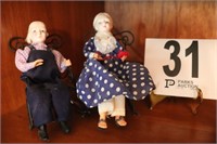Porcelain Granny & Pa in Metal Rocking Chairs