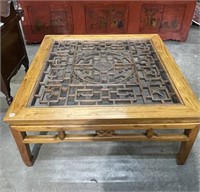Oriental Coffee Table with Glass Top