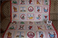 Alphabet Baby Quilt, Hand Made by the Late