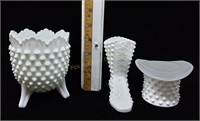 (3) Fenton Milk Glass Pieces