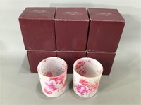 Floral Design Frosted Glass Candle Holders