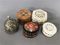 Tiny Covered Boxes - Laqured, Crocheted, Etc