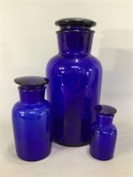 Cobalt Blue Apothecary Jars w/Ground Stoppers