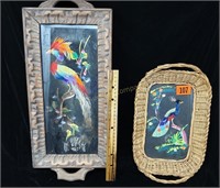(2) Feather Art Serving Trays