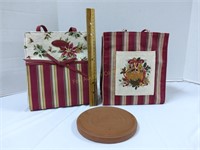 (2) Holiday Bags & (1) Button Basket Brick