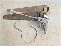 3- Hand saws, 1-Black & Decker 110vt. Drill,