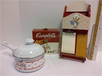 Campbell's Porcelain Pan w/Box & Note Holder