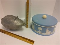 Egg Shaped Metal Mold & Covered Tin