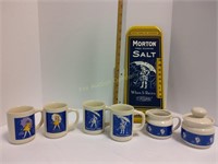 Morton Salt Thermometer, Mugs & Cream & Sugar