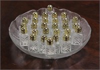 Glass Serving Dish w/ 28 Shakers