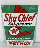 Texaco Sky Chief Enamel Sign 12" X 18"