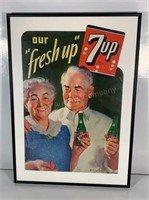7-Up Cardboard Advertising Sign Dated 1943