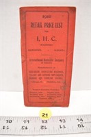 I.H.C. Retail Price List booklet 1910 - 160 pgs.