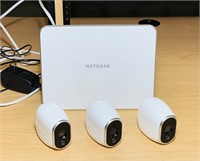 Netgear Base Station and 3 Magnetic Cameras,