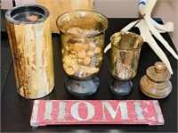 House Decorations, 2 Glass Vase/Bowls, Wood Home