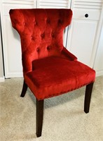 Red Padded Chair, Brass Accents, VERY Nice!