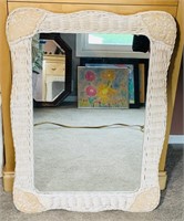 Wood Frame with Wicker Covering Mirror