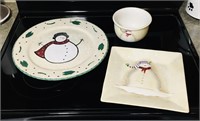 Snowman plates and bowl.