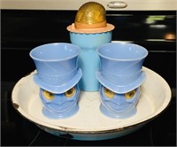 Hominy Cricket cups and vintage enamel pie pan