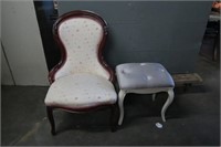 White Floral Accent Chair and Tufted Bench