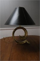 Heavy Brass Art Deco Table Lamp w/ Shade