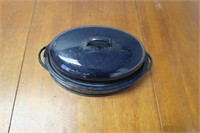 Vintage Blue Savory Jr Covered Roasting Pan