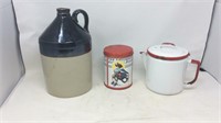 Crock jug coffee pot and Saturday evening post