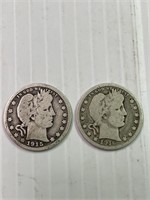 1915 & 1916D Barber Silver Quarters