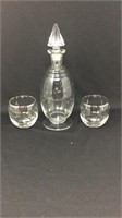 Crystal decanter and two car glasses