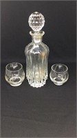 Crystal decanter and two cactus glasses