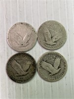 4 No Date Standing Liberty Silver Quarters