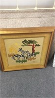 Framed needle work/tapestry approximately 22”x22”