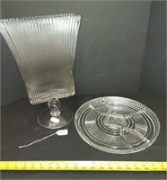 GLASS VASE AND DISH