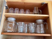 Glass tumblers, pitchers, plastic glasses