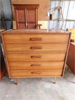 Wood dresser, chest, mirror