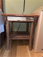 Up North birch & log end table 27" t x 22" x 22"