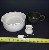 POTTERY STRAINER AND PITCHERS