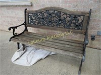 nice wood & cast bench 49" wide